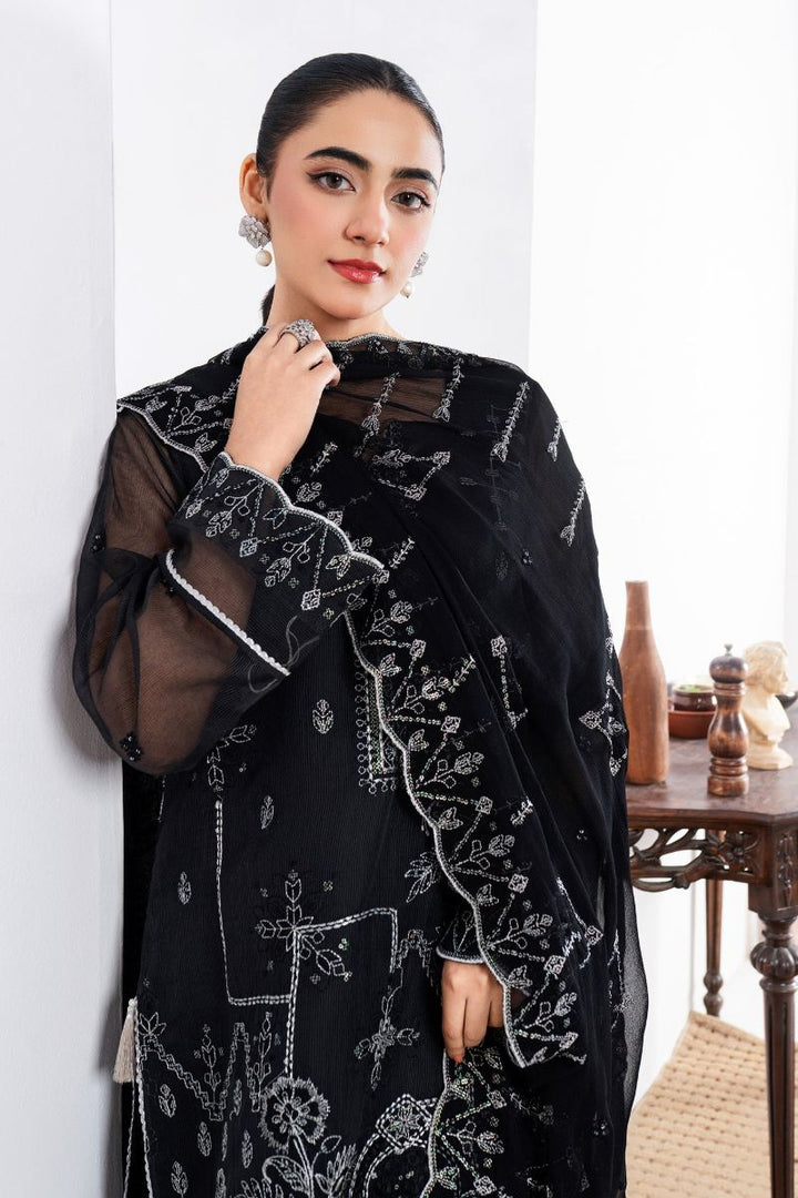 Fozia Khalid - LAIL - Organza & Raw Silk - Black - 4 Piece