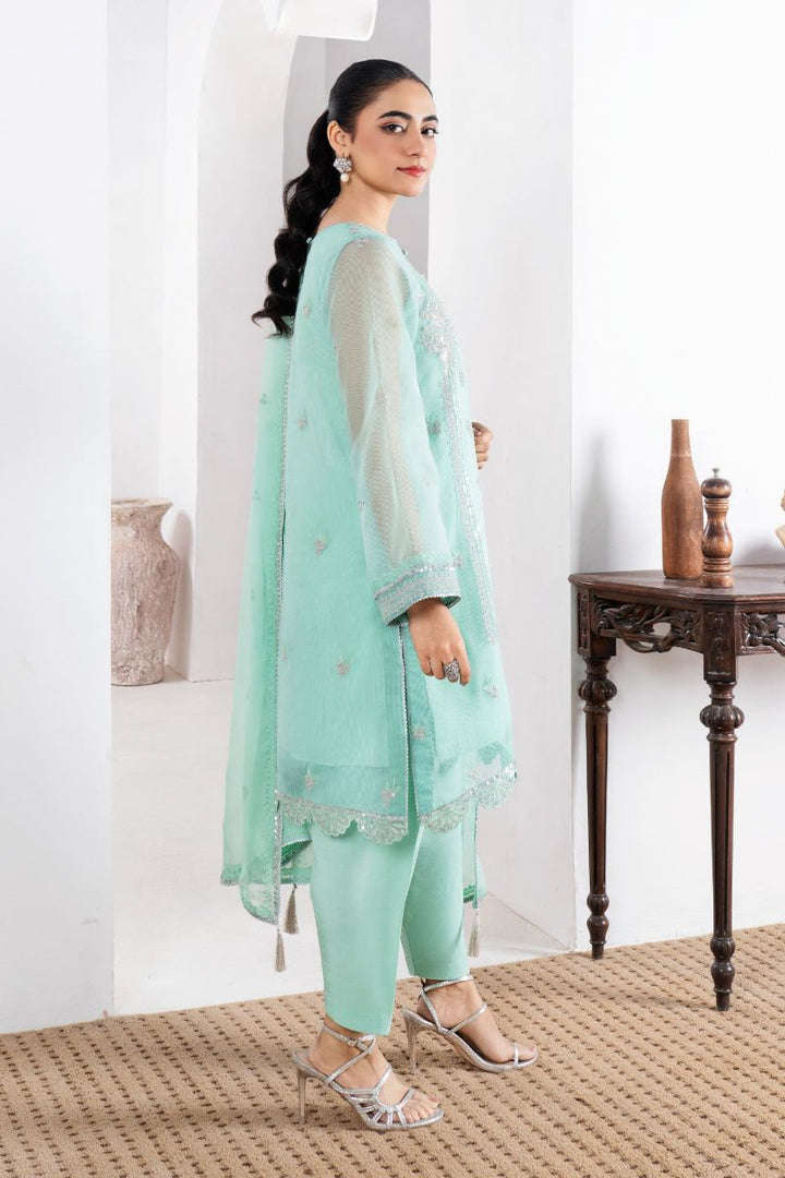 Fozia Khalid - ZEHRI - Organza & Raw Silk - Mint Green - 4 Piece