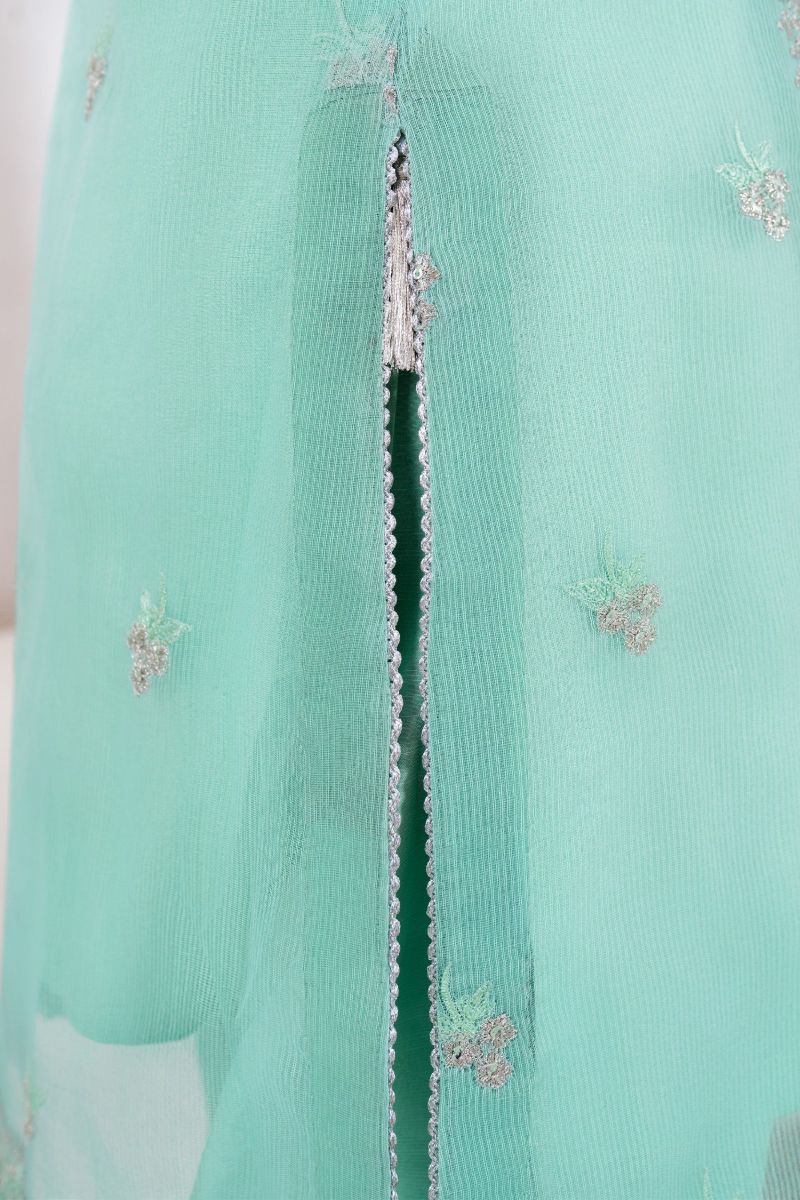 Fozia Khalid - ZEHRI - Organza & Raw Silk - Mint Green - 4 Piece