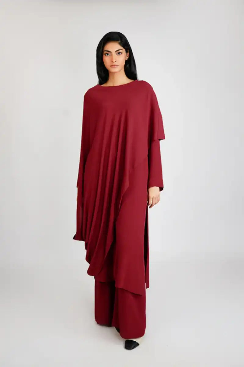 Gulabo - BURGANDY DREAMS - Crepe - Maroon - 3 Piece