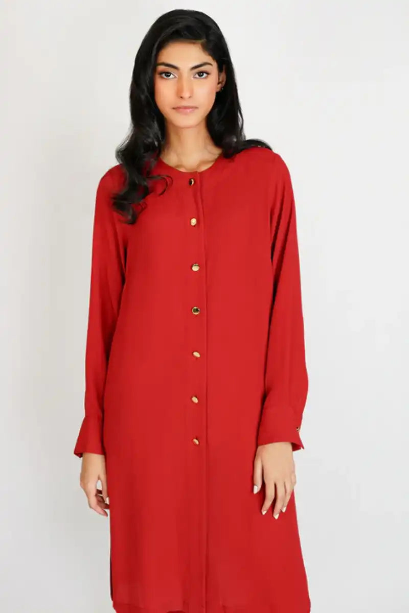 Gulabo - CHERRY RED - Crepe - Red - 2 Piece