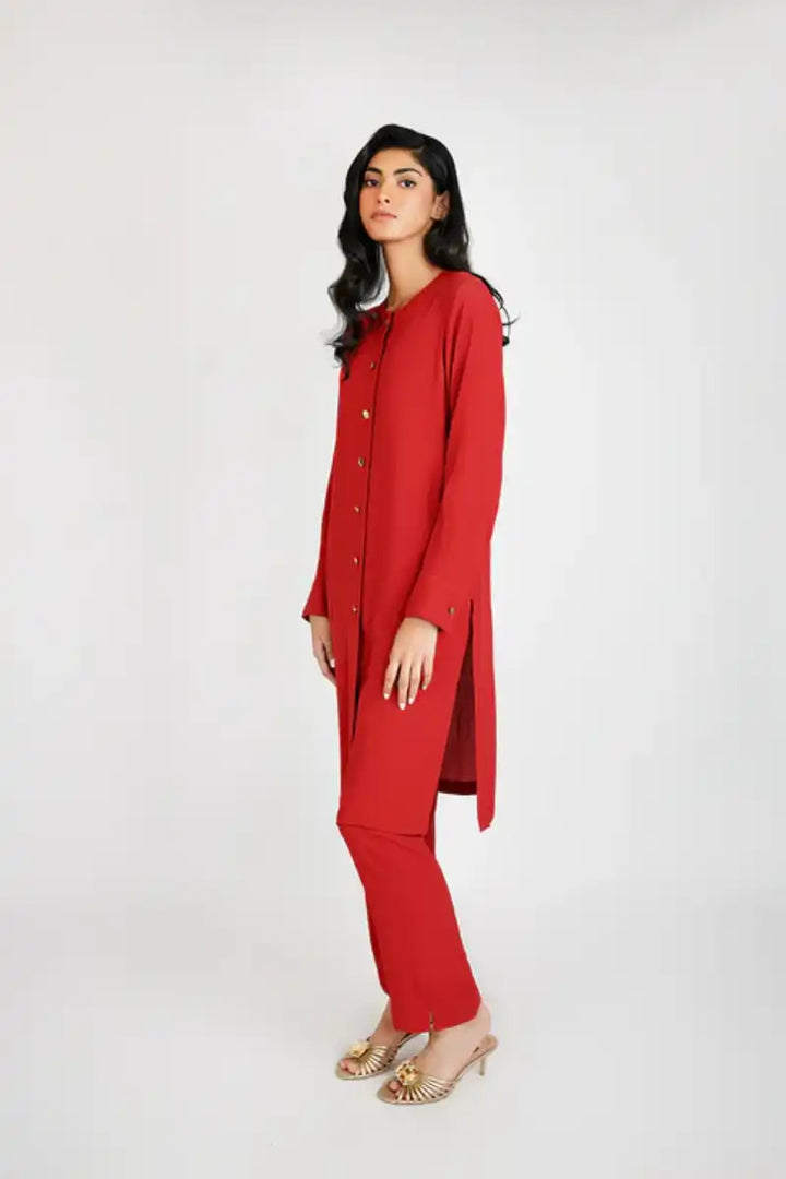 Gulabo - CHERRY RED - Crepe - Red - 2 Piece