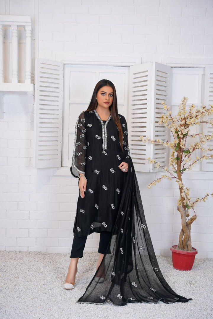 Anayra Amal - Diya - Black - Khadi Net - 3 Piece