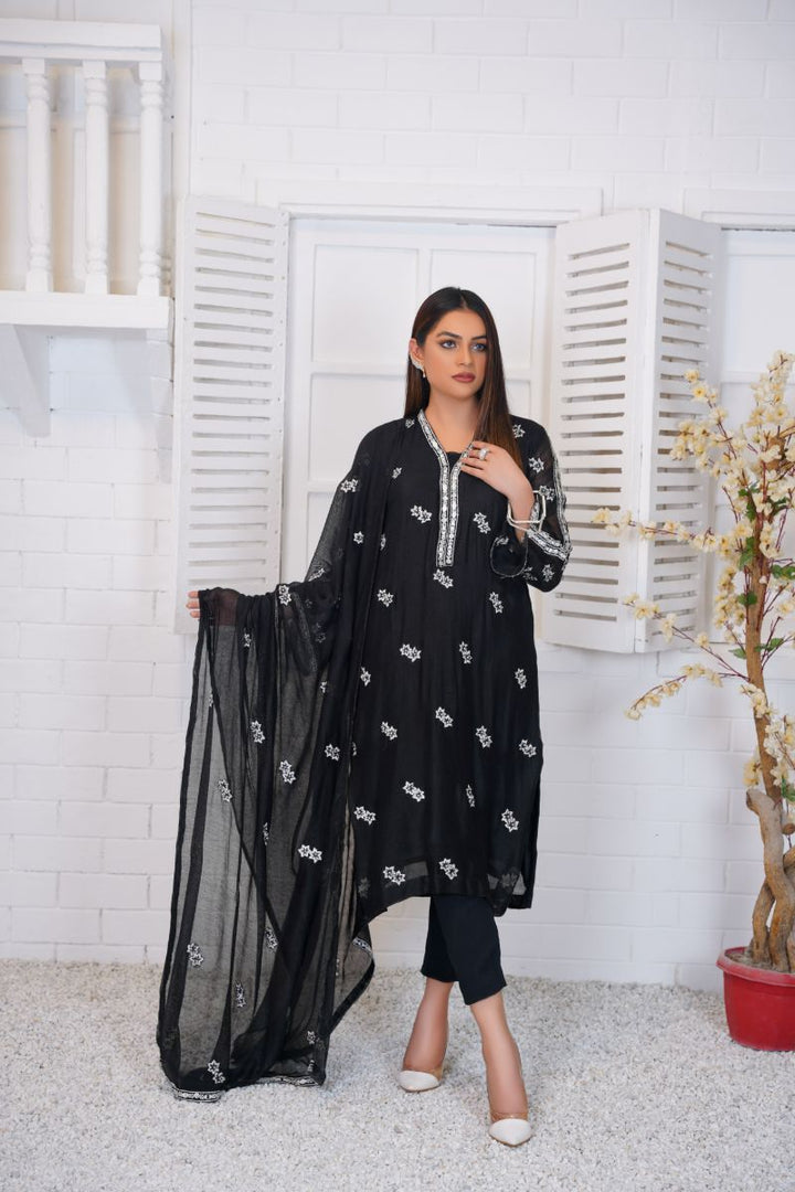 Anayra Amal - Diya - Black - Khadi Net - 3 Piece