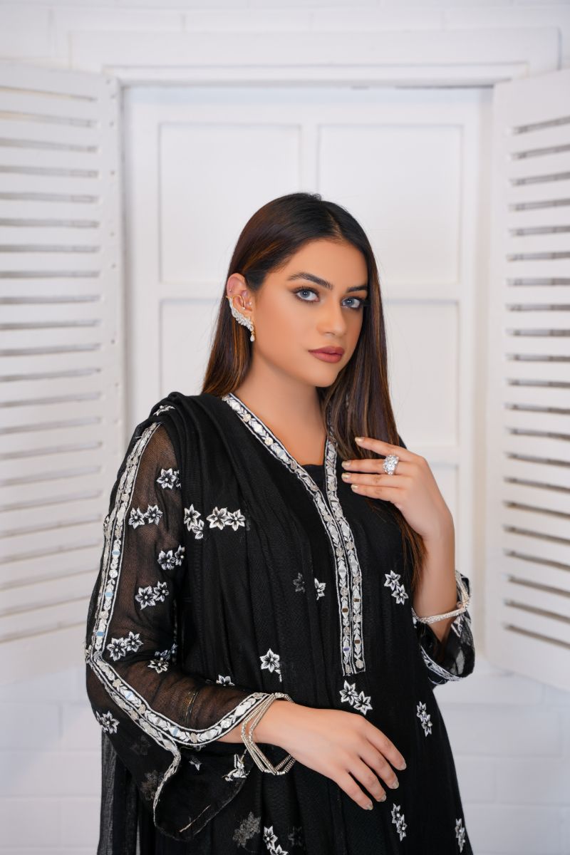 Anayra Amal - Diya - Black - Khadi Net - 3 Piece