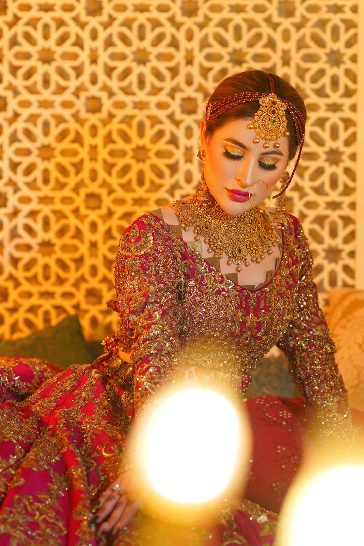 Arif Ashraf - Zoya - Burgendy - Raw Silk and Katan Organza - 3 Piece