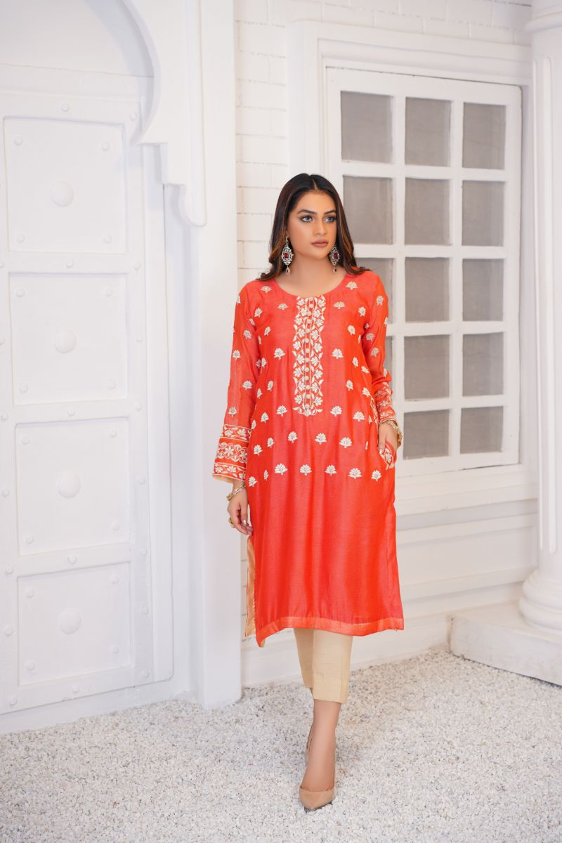 Anayra Amal - Gulshan - Coral - Khadi Net - 3 Piece