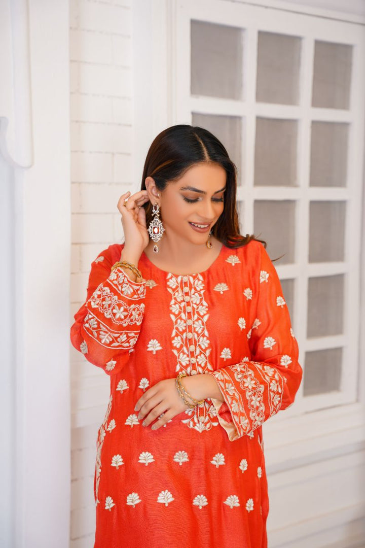 Anayra Amal - Gulshan - Coral - Khadi Net - 3 Piece