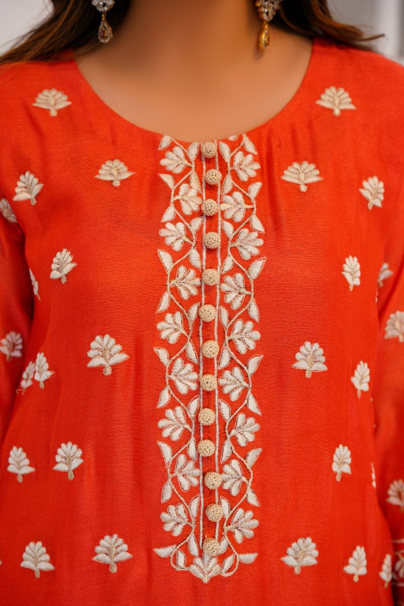 Anayra Amal - Gulshan - Coral - Khadi Net - 3 Piece