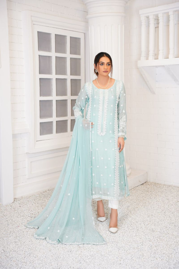 Anayra Amal - Zeenat - Sage Green - Khadi Net - 3 Piece