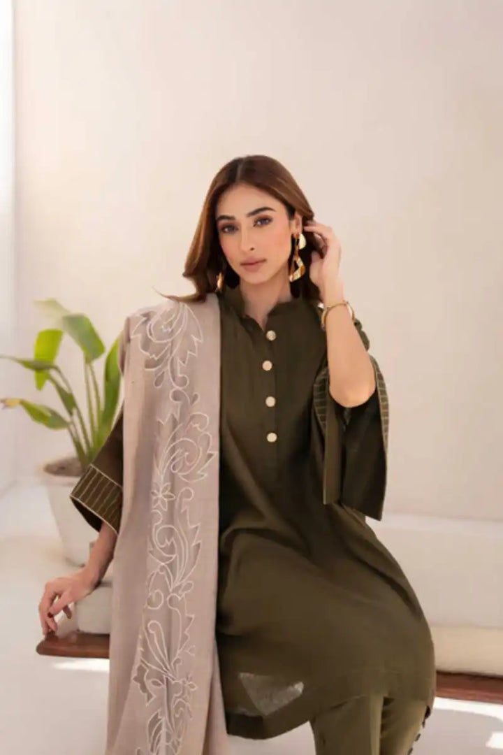 Natasha Kamal - Edna - Moss green - Karandi - 3 Piece