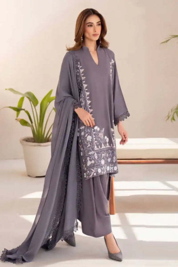 Natasha Kamal - Cleo - grey - Silk Karandi - 3 Piece