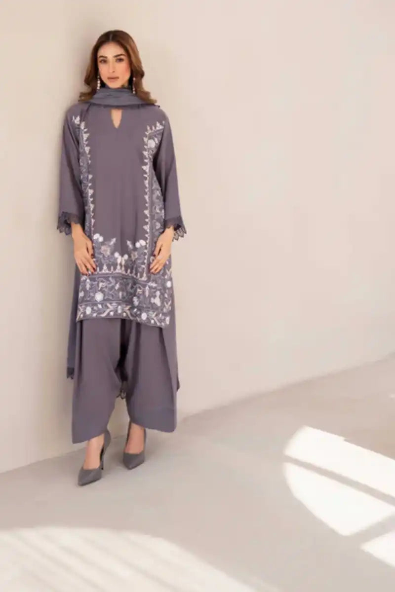 Natasha Kamal - Cleo - grey - Silk Karandi - 3 Piece