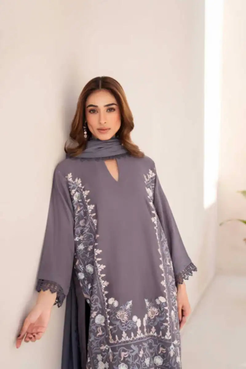 Natasha Kamal - Cleo - grey - Silk Karandi - 3 Piece