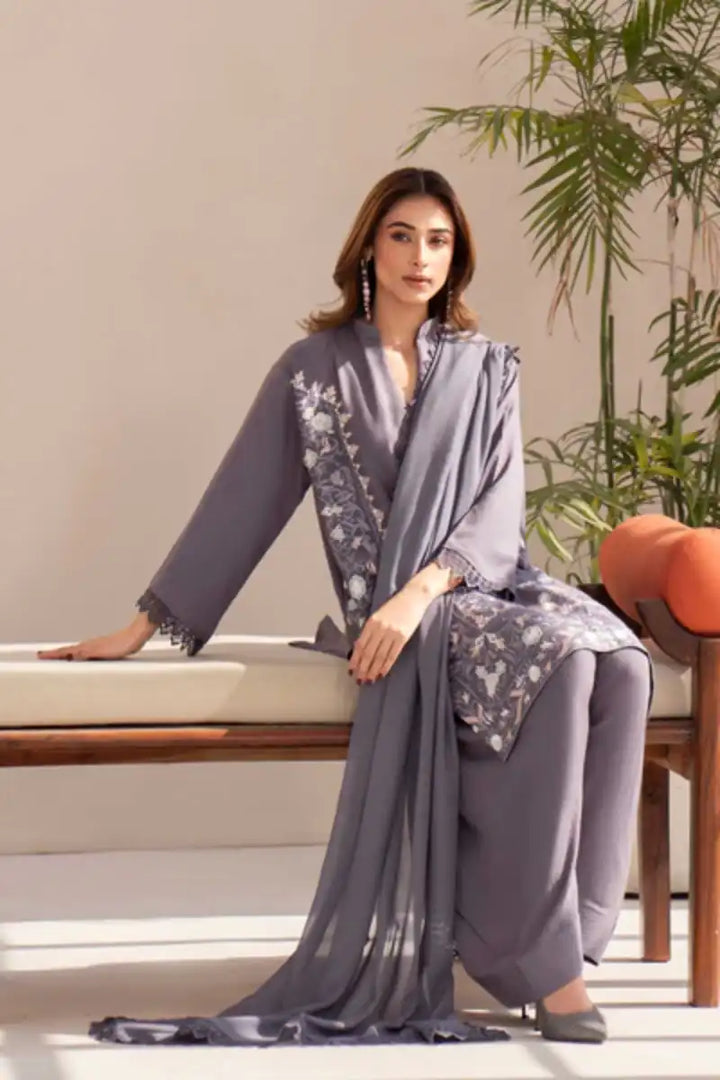 Natasha Kamal - Cleo - grey - Silk Karandi - 3 Piece