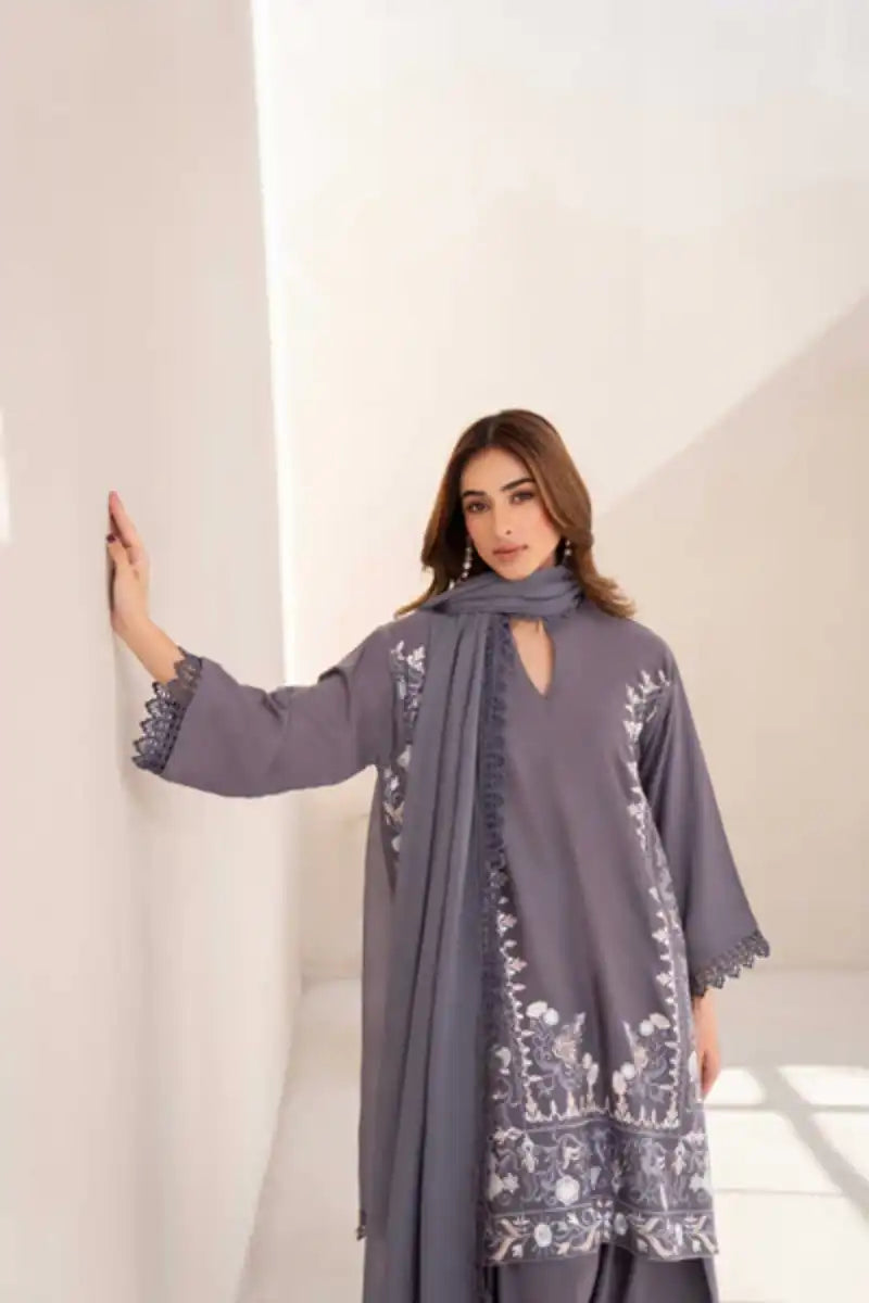 Natasha Kamal - Cleo - grey - Silk Karandi - 3 Piece