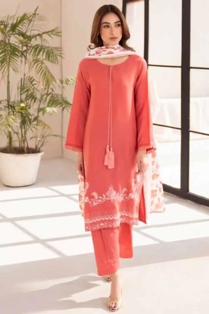 Natasha Kamal - Rise - coral - Woolen - 3 Piece