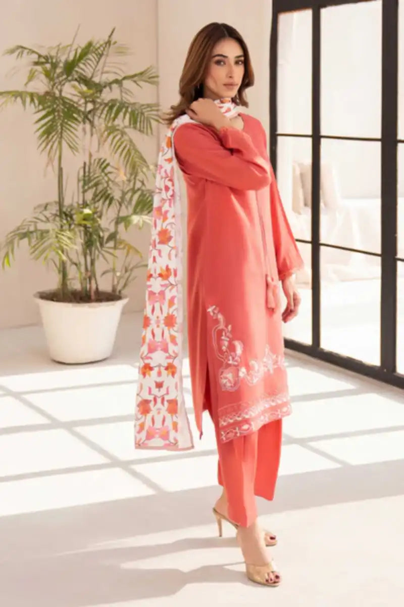 Natasha Kamal - Rise - coral - Woolen - 3 Piece