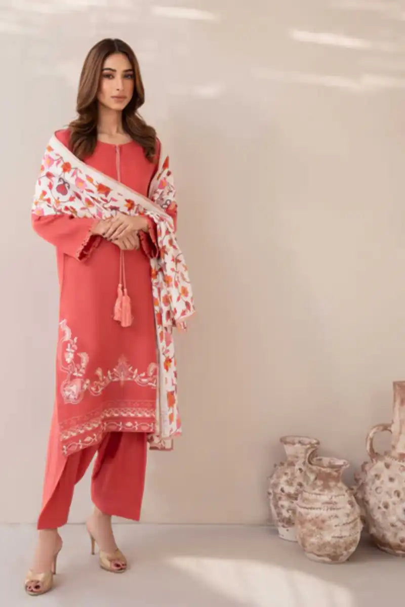 Natasha Kamal - Rise - coral - Woolen - 3 Piece