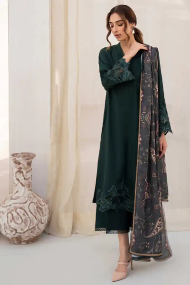 Natasha Kamal - Rio - Emerald green - Silk Karandi - 3 Piece