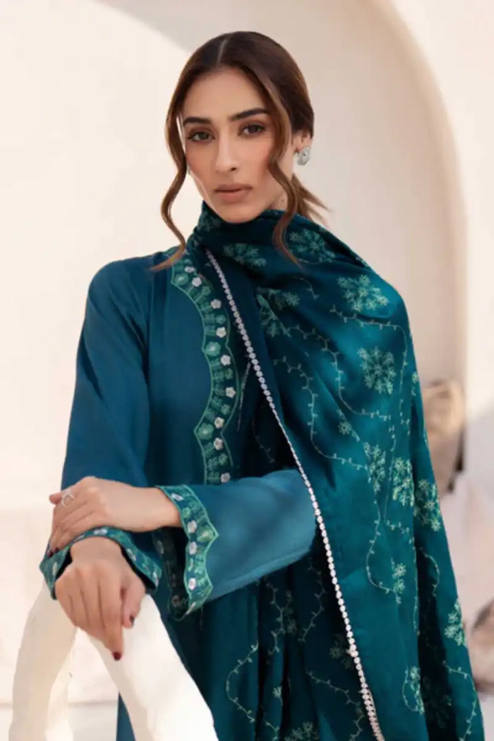 Natasha Kamal - Leena - teal - Silk Karandi - 3 Piece