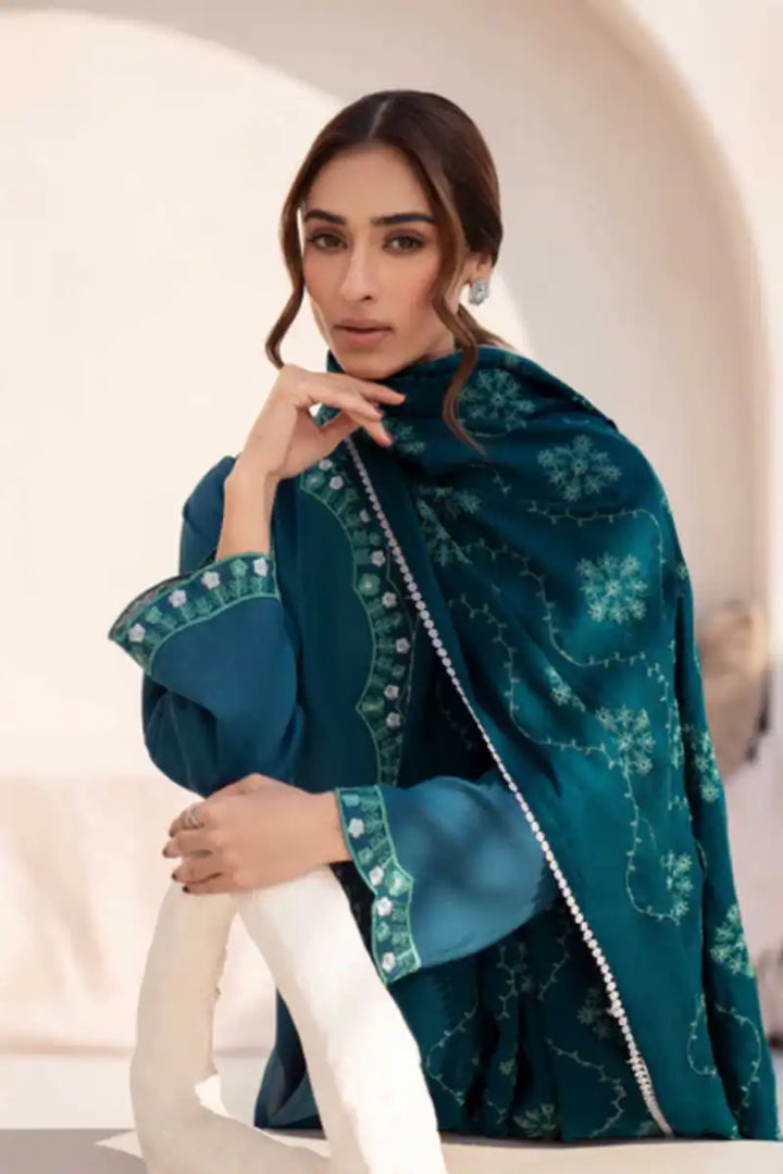 Natasha Kamal - Leena - teal - Silk Karandi - 3 Piece