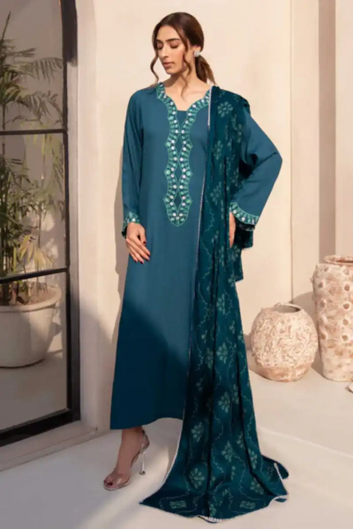 Natasha Kamal - Leena - teal - Silk Karandi - 3 Piece