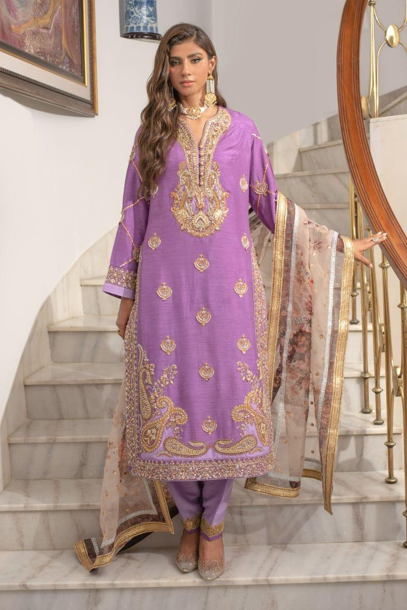 Shamaeel - NUR-02 - Mauve - Silk - 3 Piece - Studio by TCS