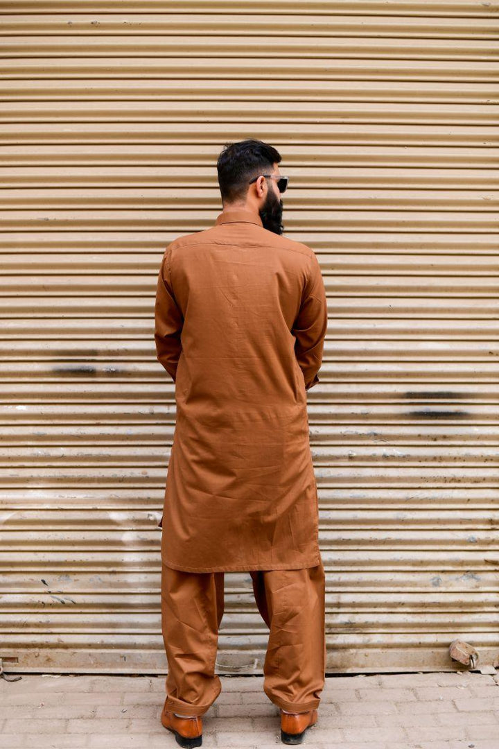 AlifYay Brown Kameez Shalwar 2 piece AY-009-cotton