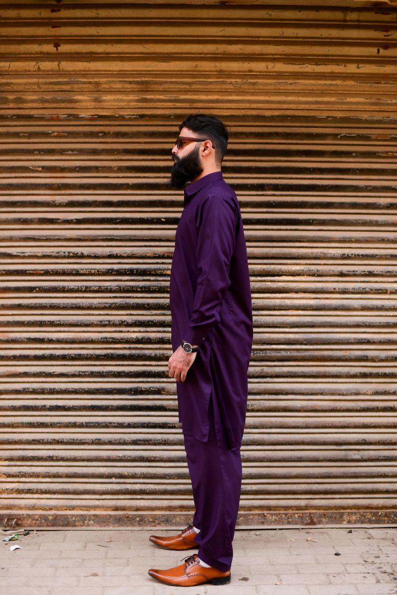 AlifYay Purple Kameez Shalwar 2 piece AY-008-cotton