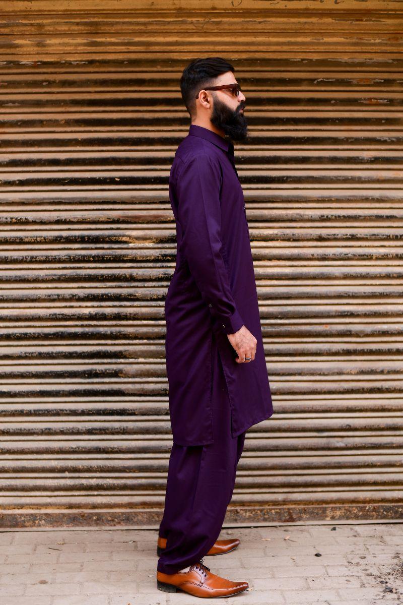 AlifYay Purple Kameez Shalwar 2 piece AY-008-cotton