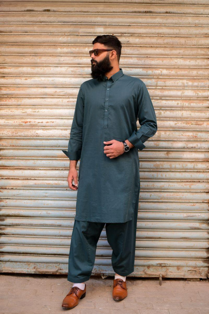 AlifYay Green Kameez Shalwar  2 piece AY-007-cotton