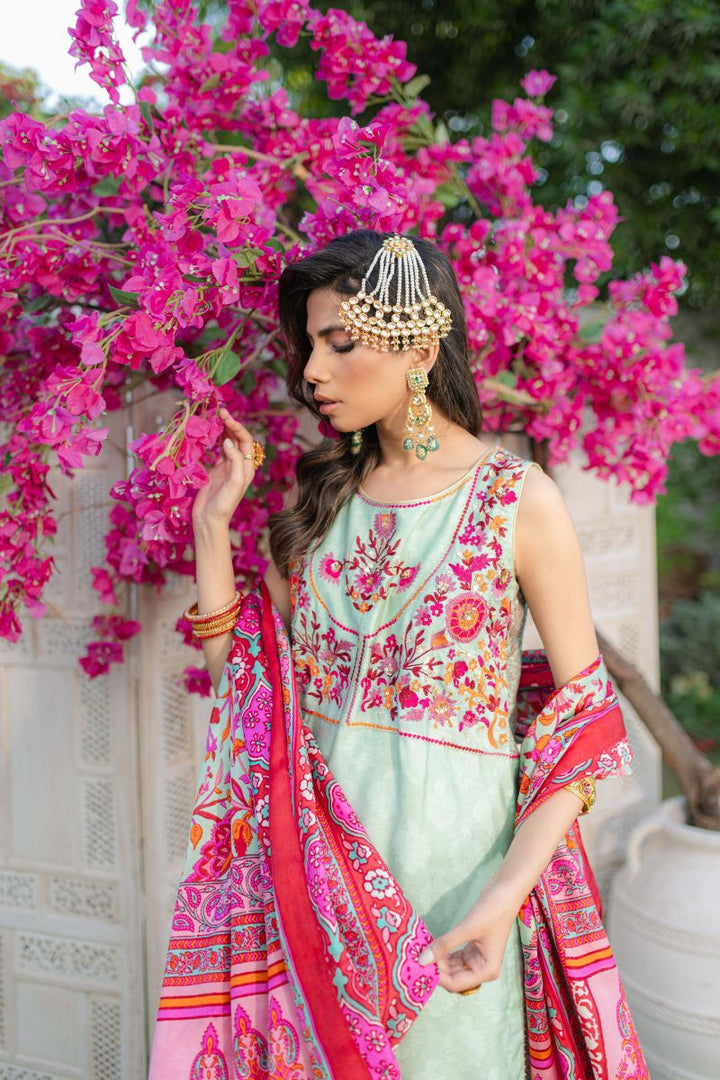 Shehrnaz - SHK-1272 - Seagreen - Cotton net / Satin