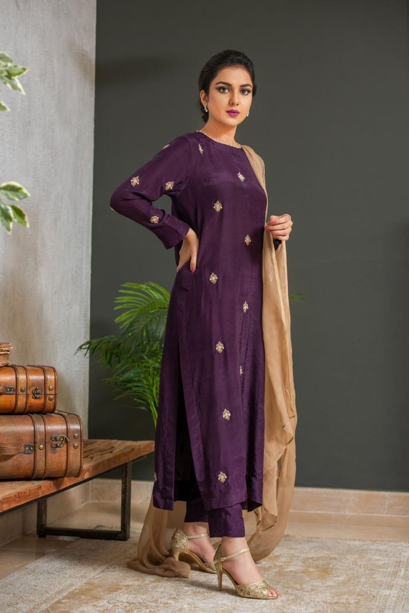 Kuli Jume - Plum Verbena - Purple - Silk - 3 Piece - Studio by TCS