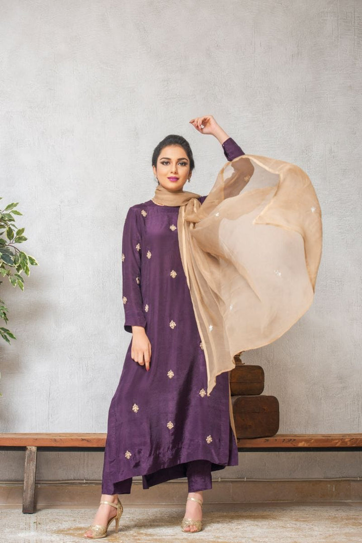 Kuli Jume - Plum Verbena - Purple - Silk - 3 Piece - Studio by TCS