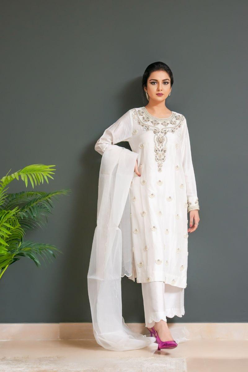 Kuli Jume - Bougainvillea White - White - Silk - 3 Piece - Studio by TCS