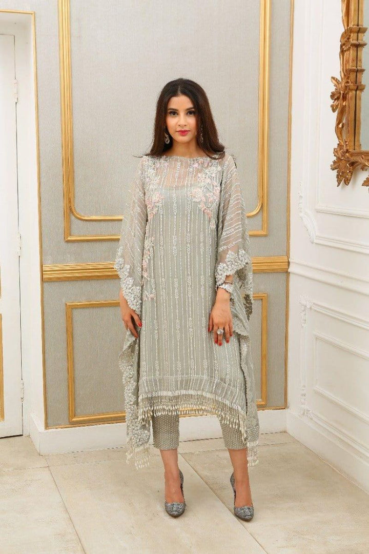 Maheen Trends - Grey Dahlia - 2 Piece - Chiffon & Organza