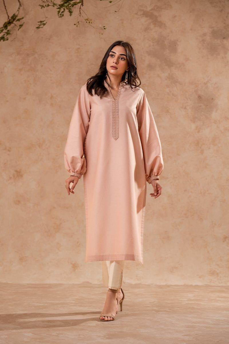 Fozia Khalid - Dusky Pink Tunin with Trouser - Cotton - 2 Piece - Studio by TCS