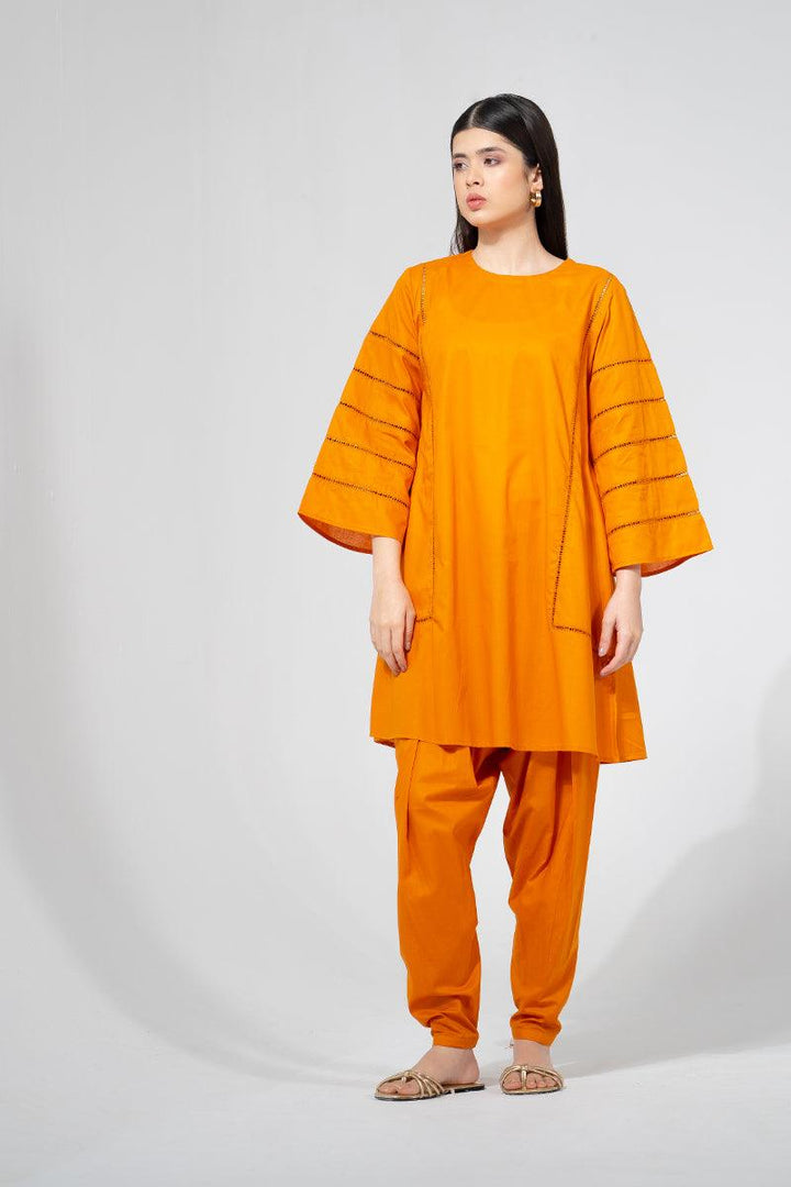 Ego - Stripe 2 piece - Orange - Solid - Cotton