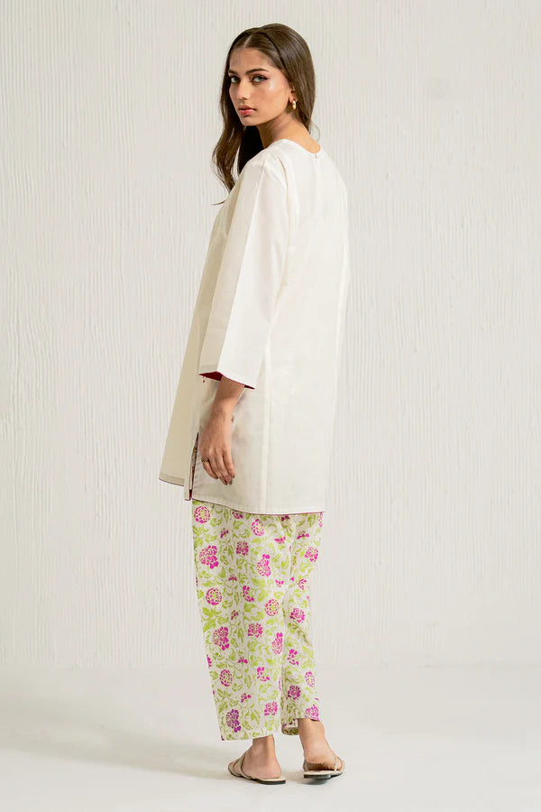 Ego - Ziba 2 piece - Off White - Cambric - Embroidery- Print