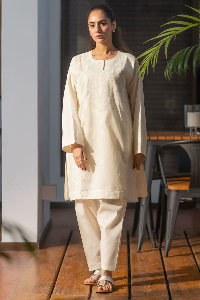 Ego - Lucknow 2 piece - Cotton - White