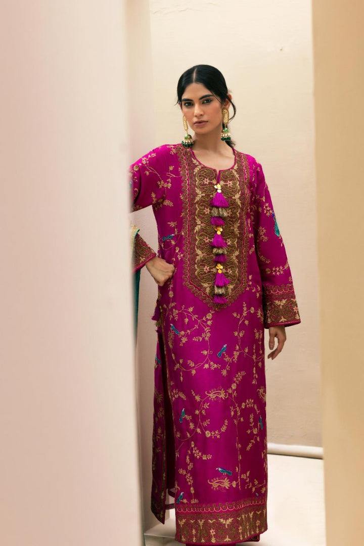 Shehrnaz - SHK-1392 - Plum - Silk - 3 Piece