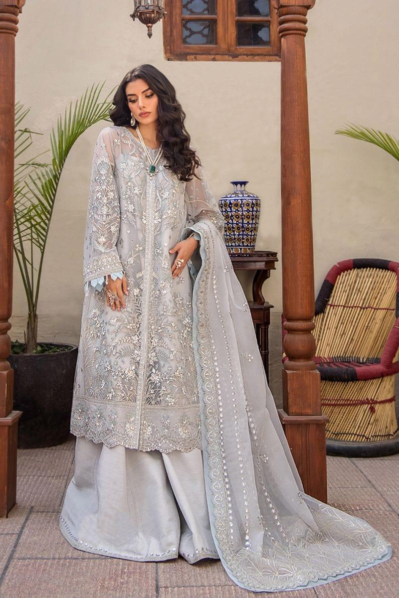 Fozia Khalid - ELORA - Grey - Embroidered - Organza - 4 Piece - Studio by TCS