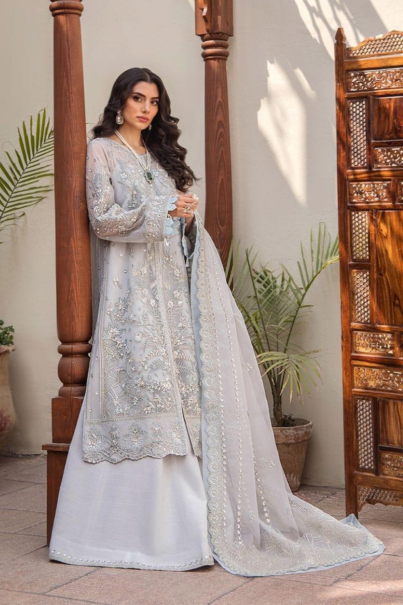 Fozia Khalid - ELORA - Grey - Embroidered - Organza - 4 Piece - Studio by TCS