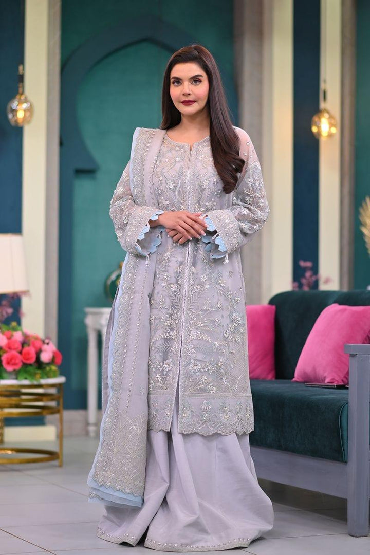 Fozia Khalid - ELORA - Grey - Embroidered - Organza - 4 Piece - Studio by TCS