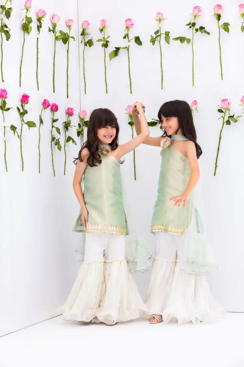 Mia & Mila - Ella Rose Gharara - Zari Silk - 3 Piece