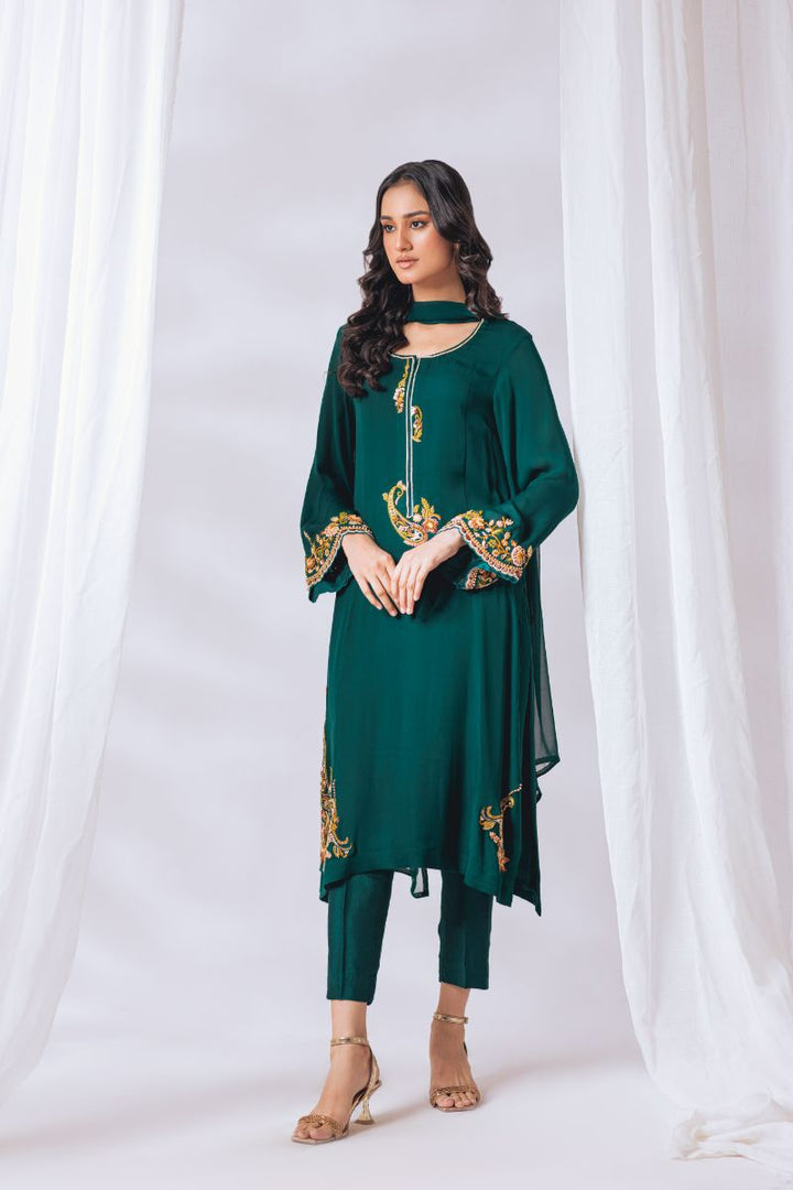 Khayal by Shaista Hasan - Evergreen - Pure Georgette & Chiffon - 3 Piece