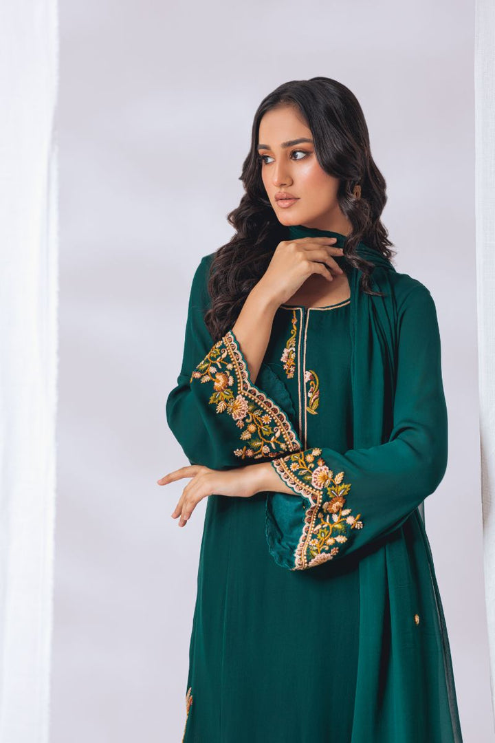 Khayal by Shaista Hasan - Evergreen - Pure Georgette & Chiffon - 3 Piece