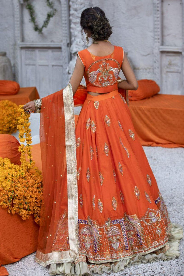 Zahra Ahmad - ST005 - Orange - Silk - 3 Piece