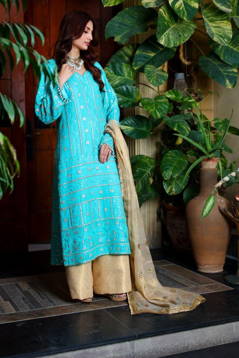 Huma Adnan - Feroza - Chiffon - Feroze - 3 Piece